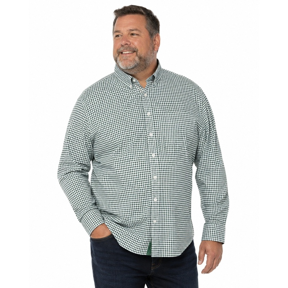 UNTUCKit Michael WF Green Gingham Wrinkle Free Cotton Shirt Mens XXXL 3XL